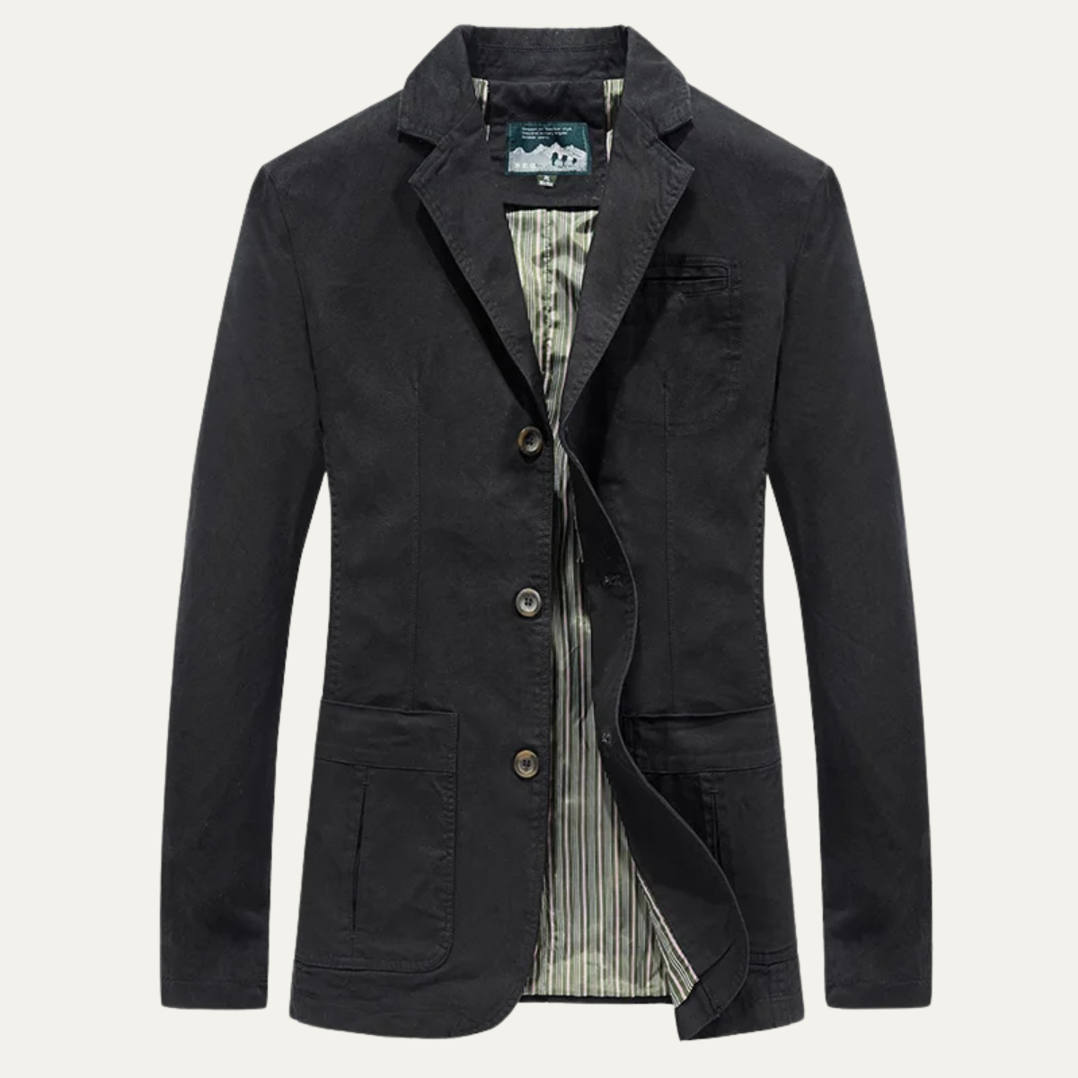 Men’s Slim Fit Button Up Lightweigh Blazer Jacket – Black