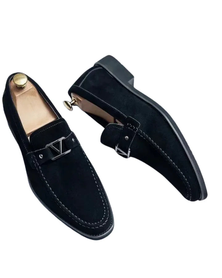 The Toscana Men's Suede Metal Buckle Loafers