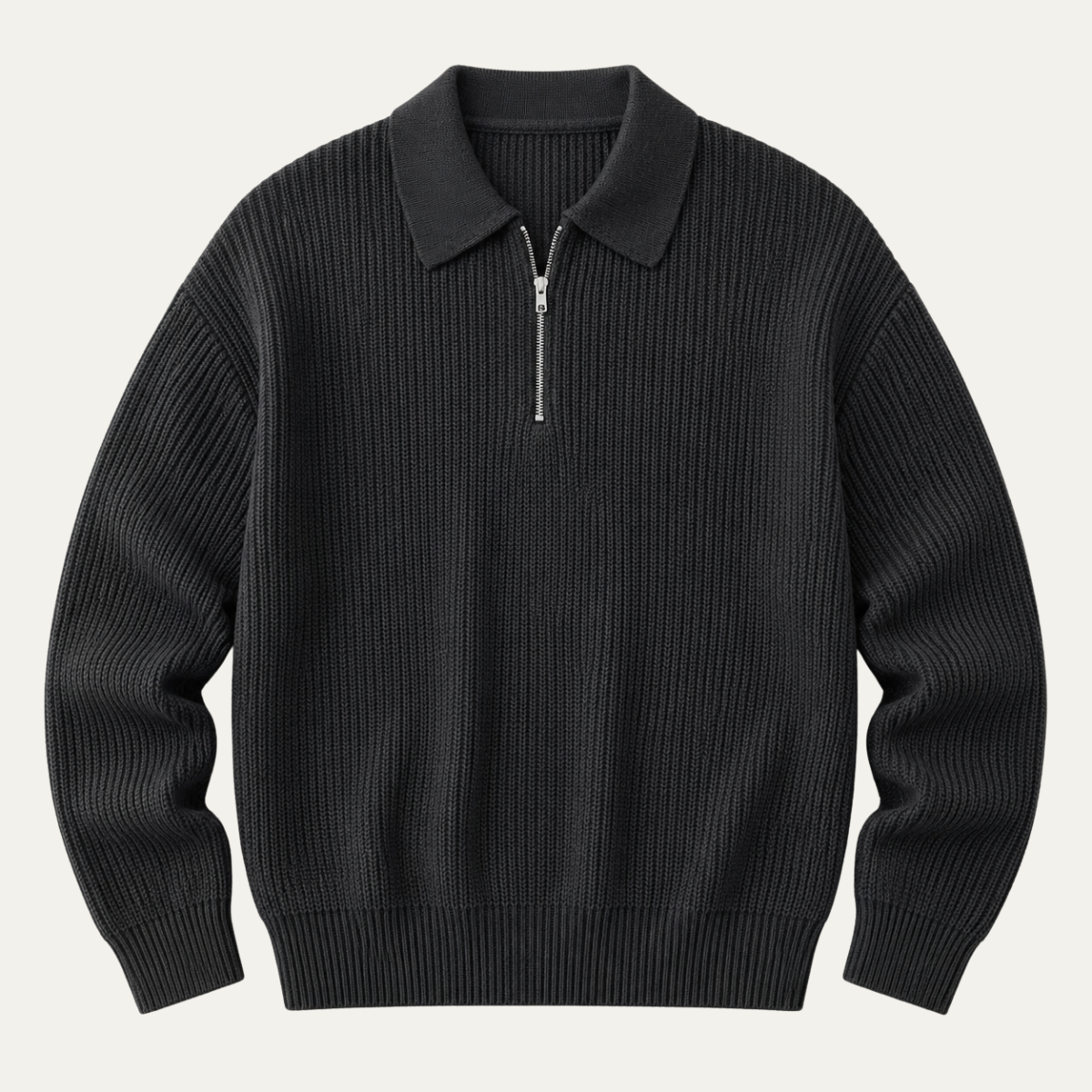 The Siena Men's Half Zip Knit Ribbed Jumper