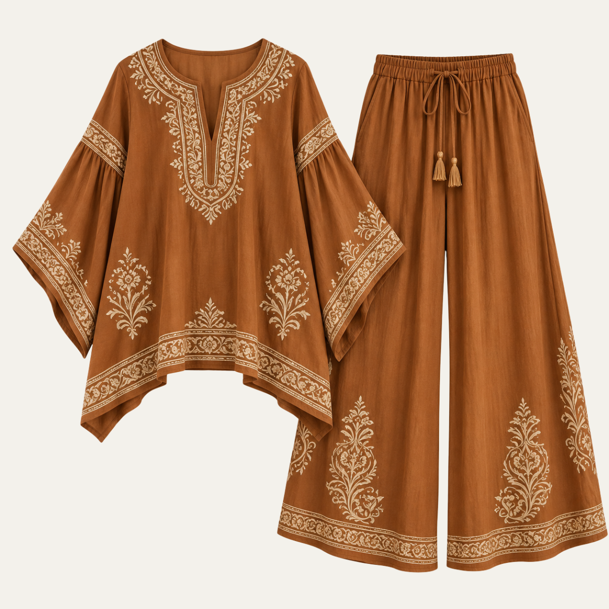 Women's Retro Print Two Piece Set