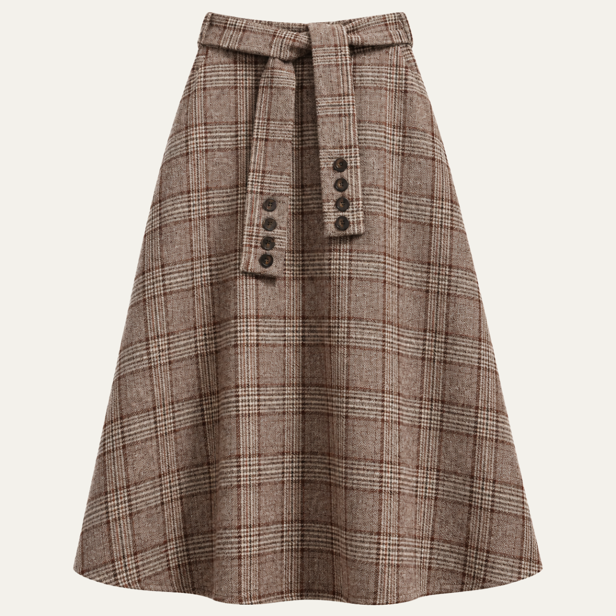 Women's Checked Midi Skirt – High Waisted A-Line Tartan Skirt