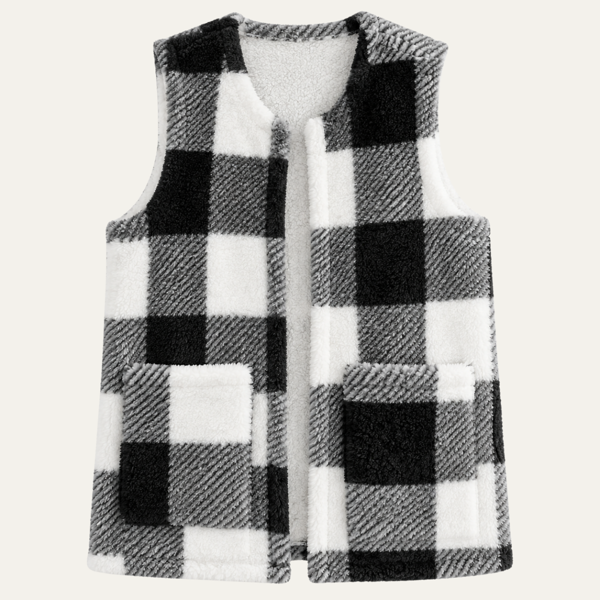 Women's Sleeveless Check Cardigan