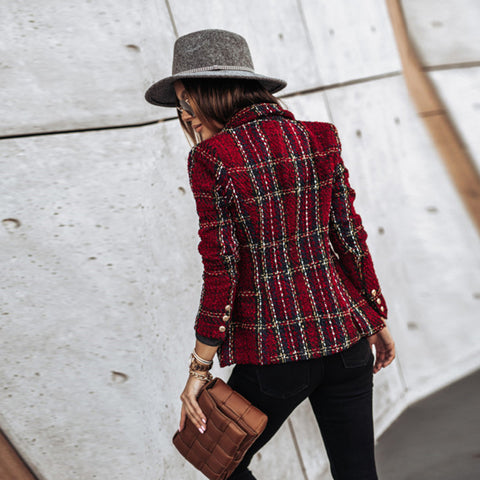 Women's Tweed Jacket with Metal Buttons