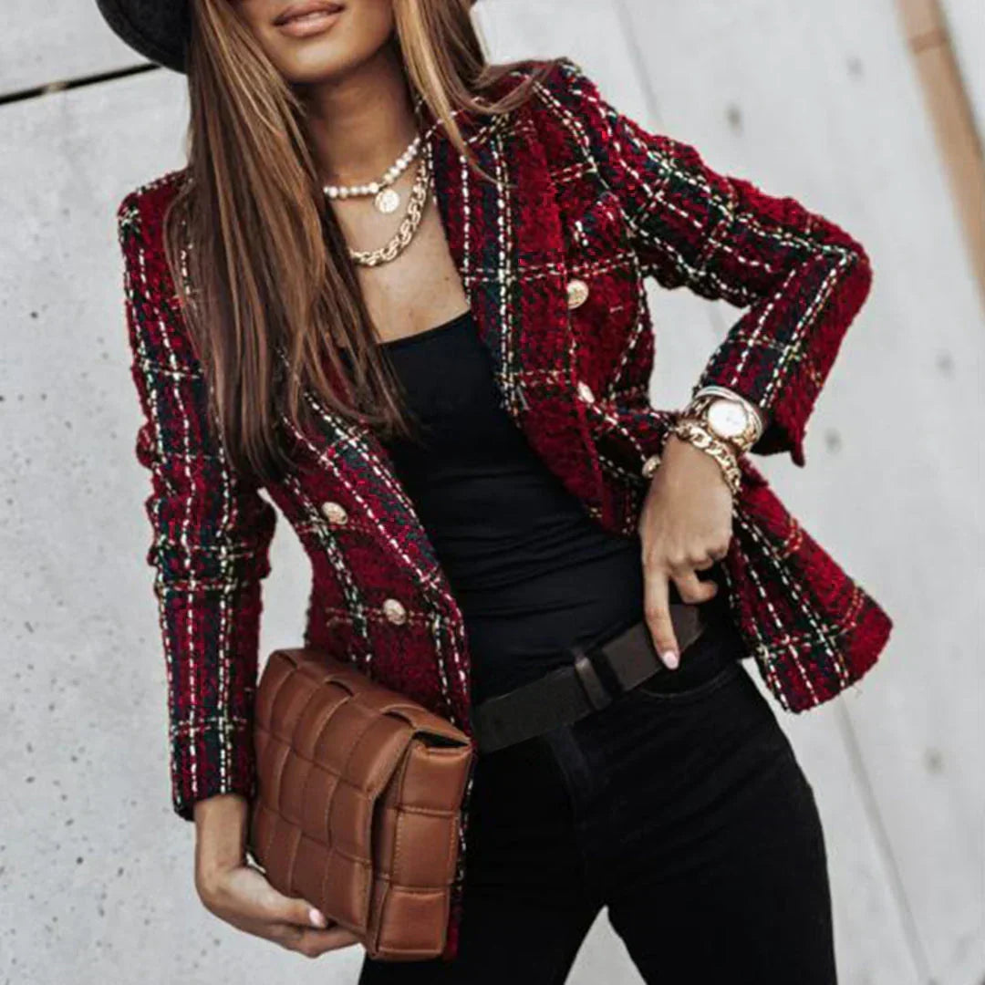 Women's Tweed Jacket with Metal Buttons