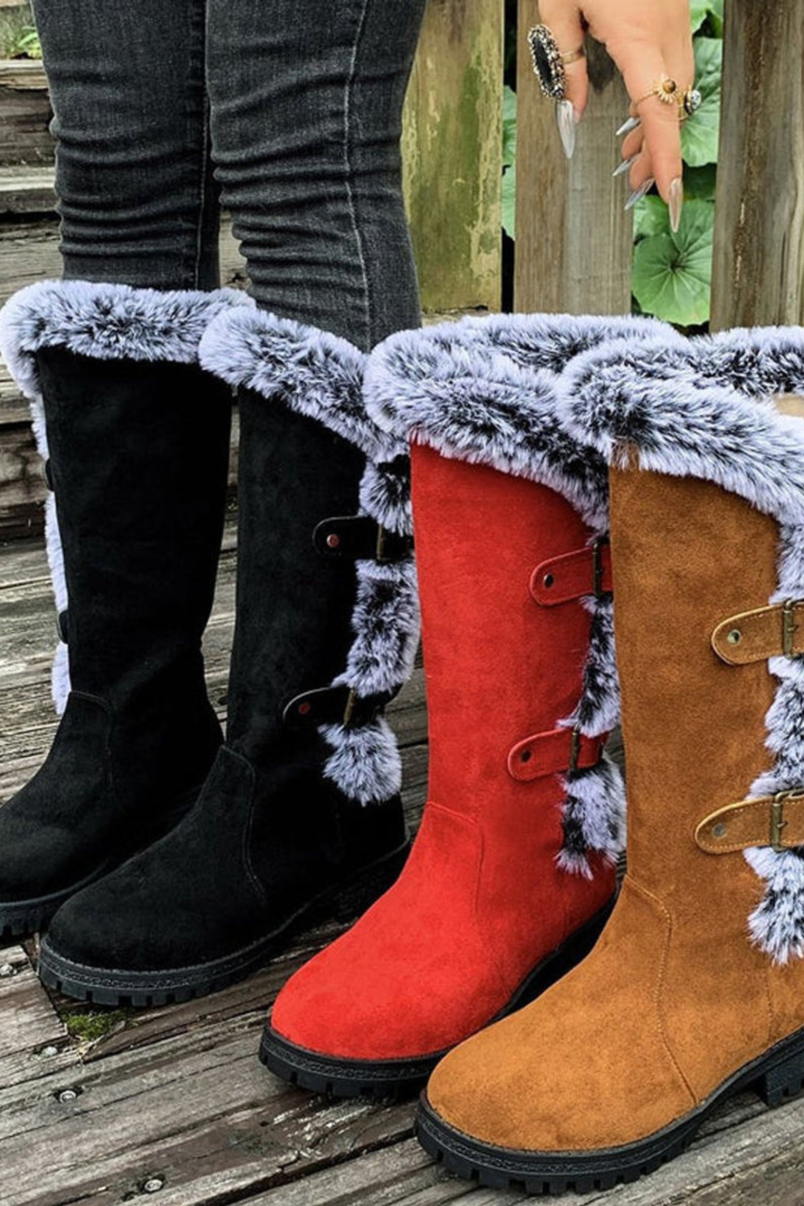 Women's Faux Suede Fur Lined Knee High Winter Boots