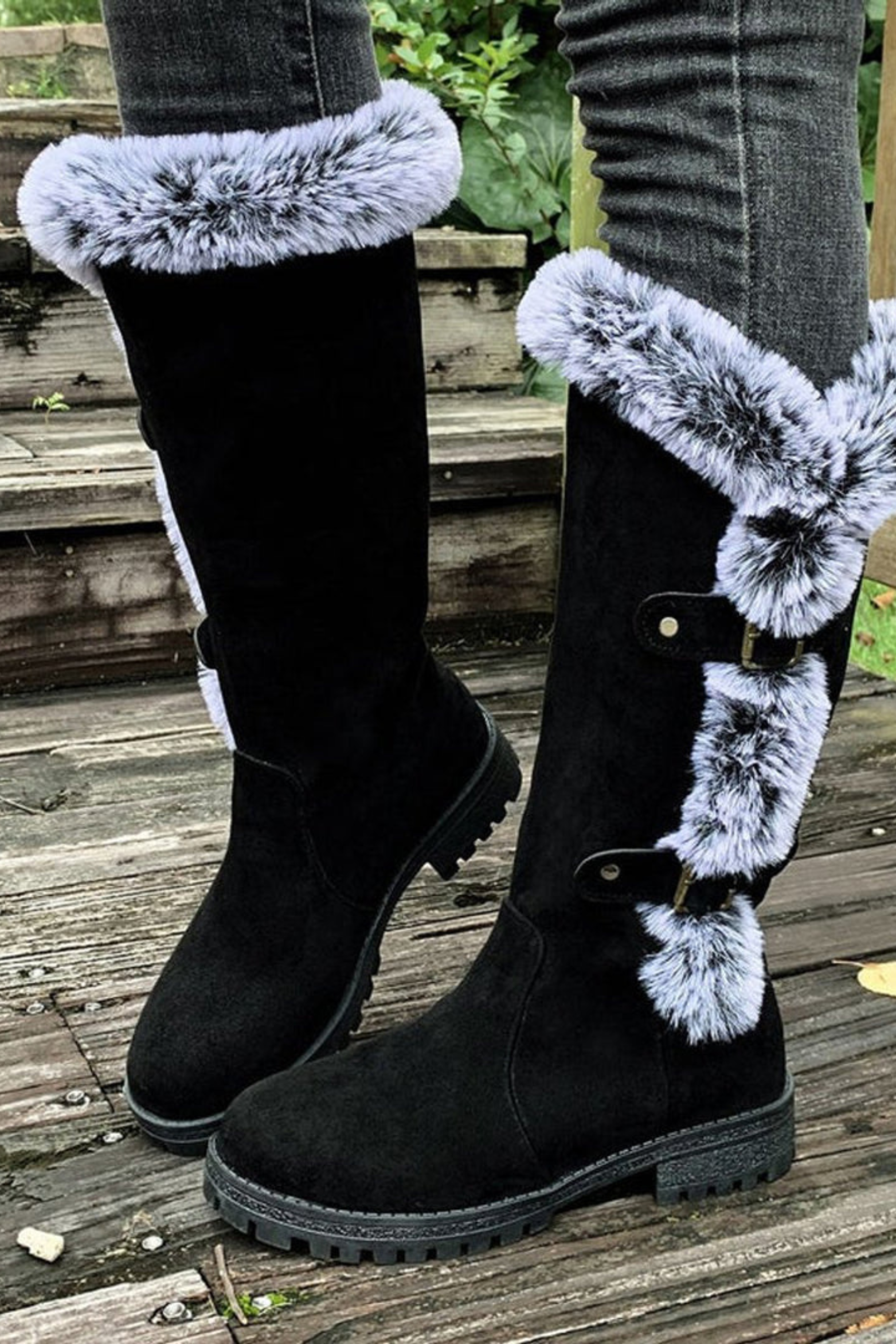 Women's Faux Suede Fur Lined Knee High Winter Boots