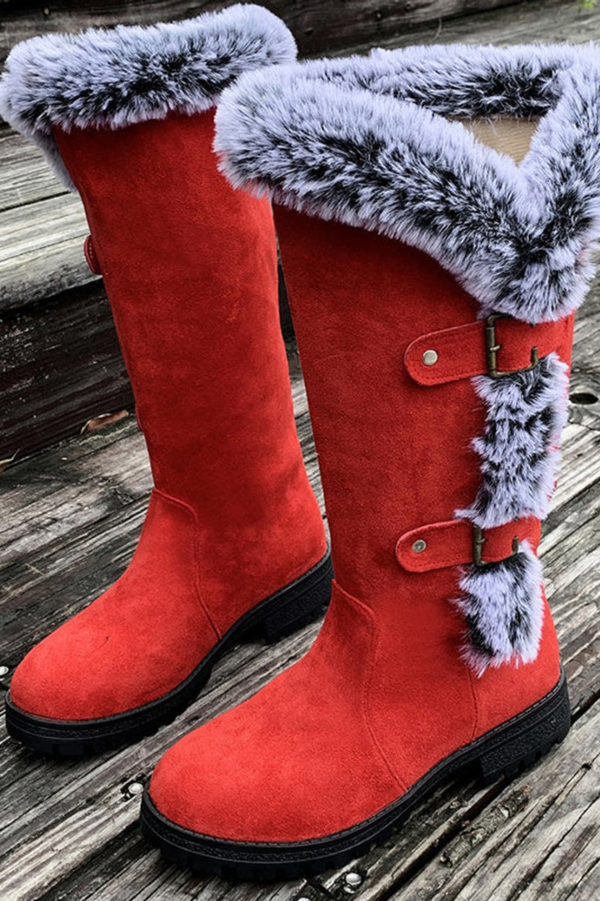 Women's Faux Suede Fur Lined Knee High Winter Boots