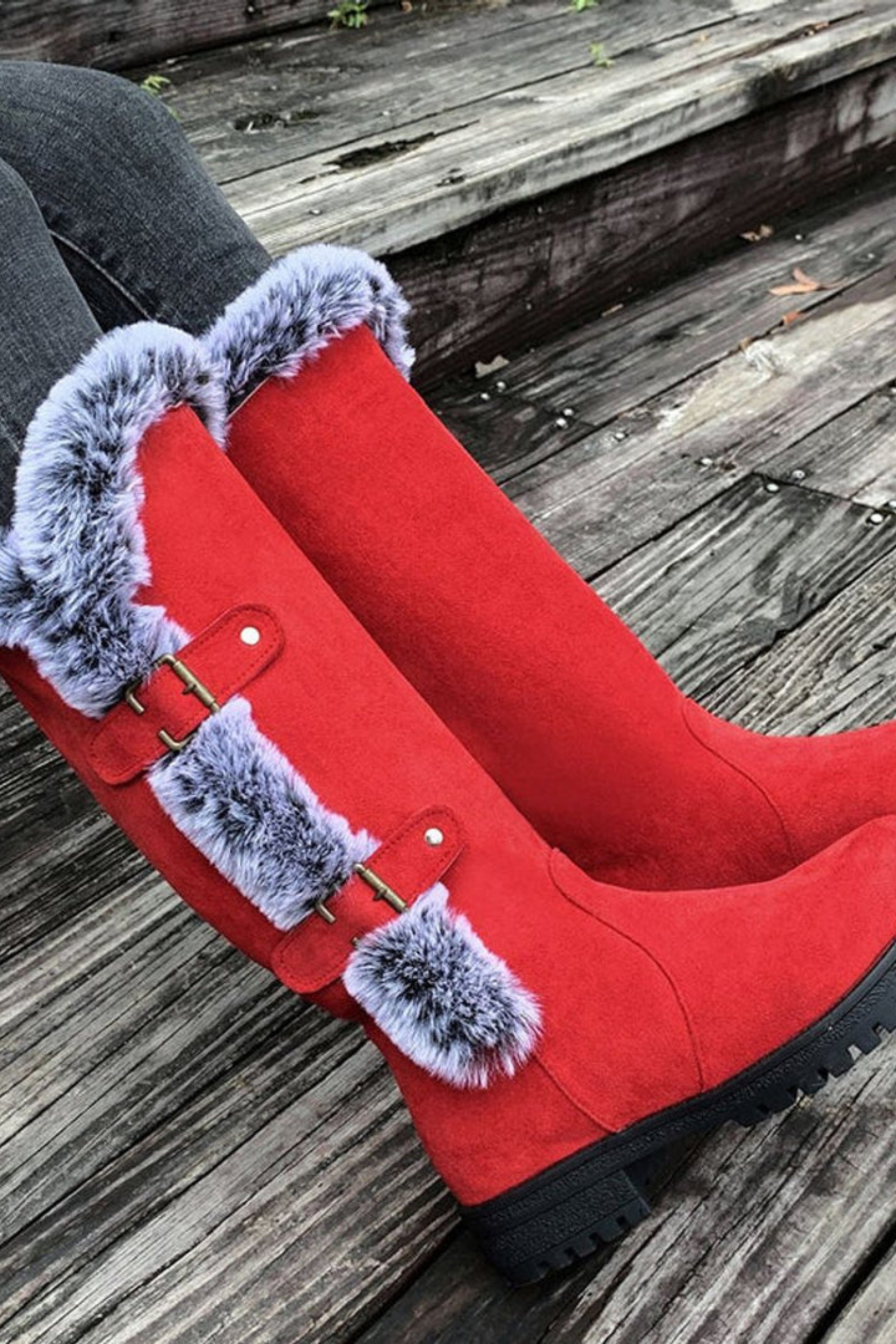 Women's Faux Suede Fur Lined Knee High Winter Boots