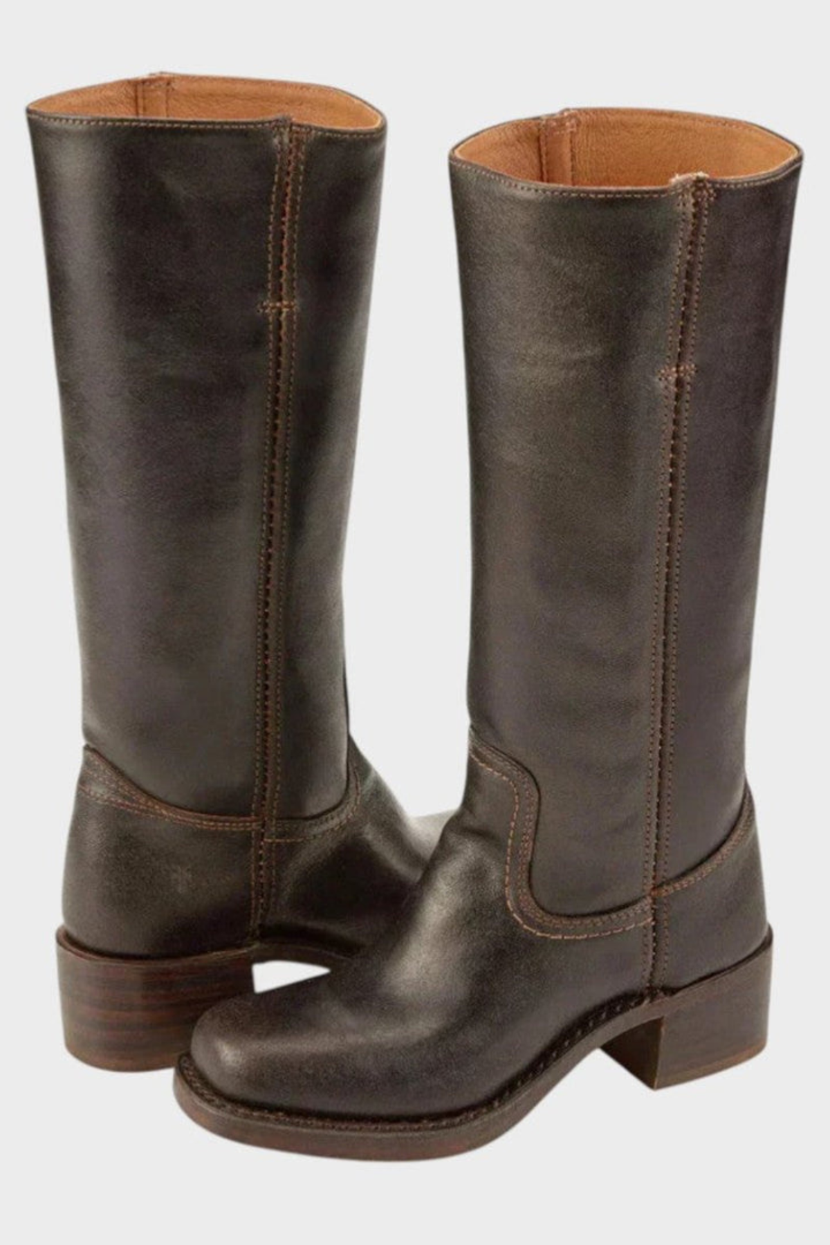 Women's Knee High Leather Riding Boots with Low Heel