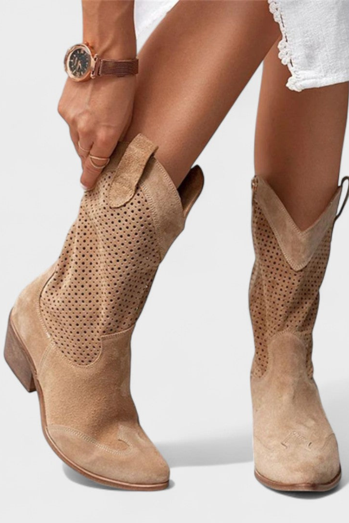 Women's Rhinestone Cowboy Boots with Pointed Toe Design
