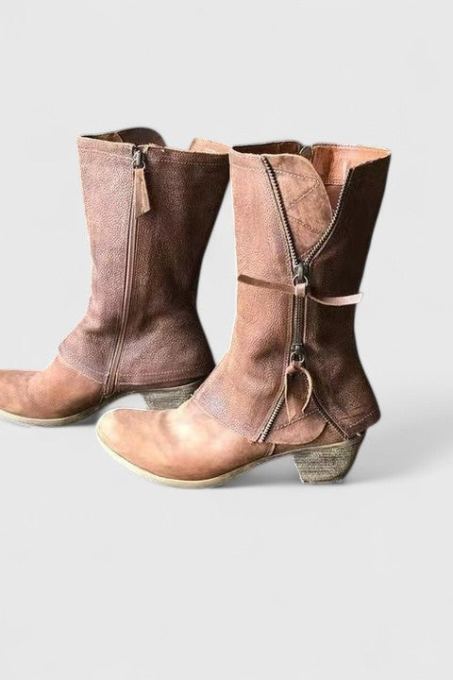 Women's Vintage Western Boots with Distressed Mid Calf Design