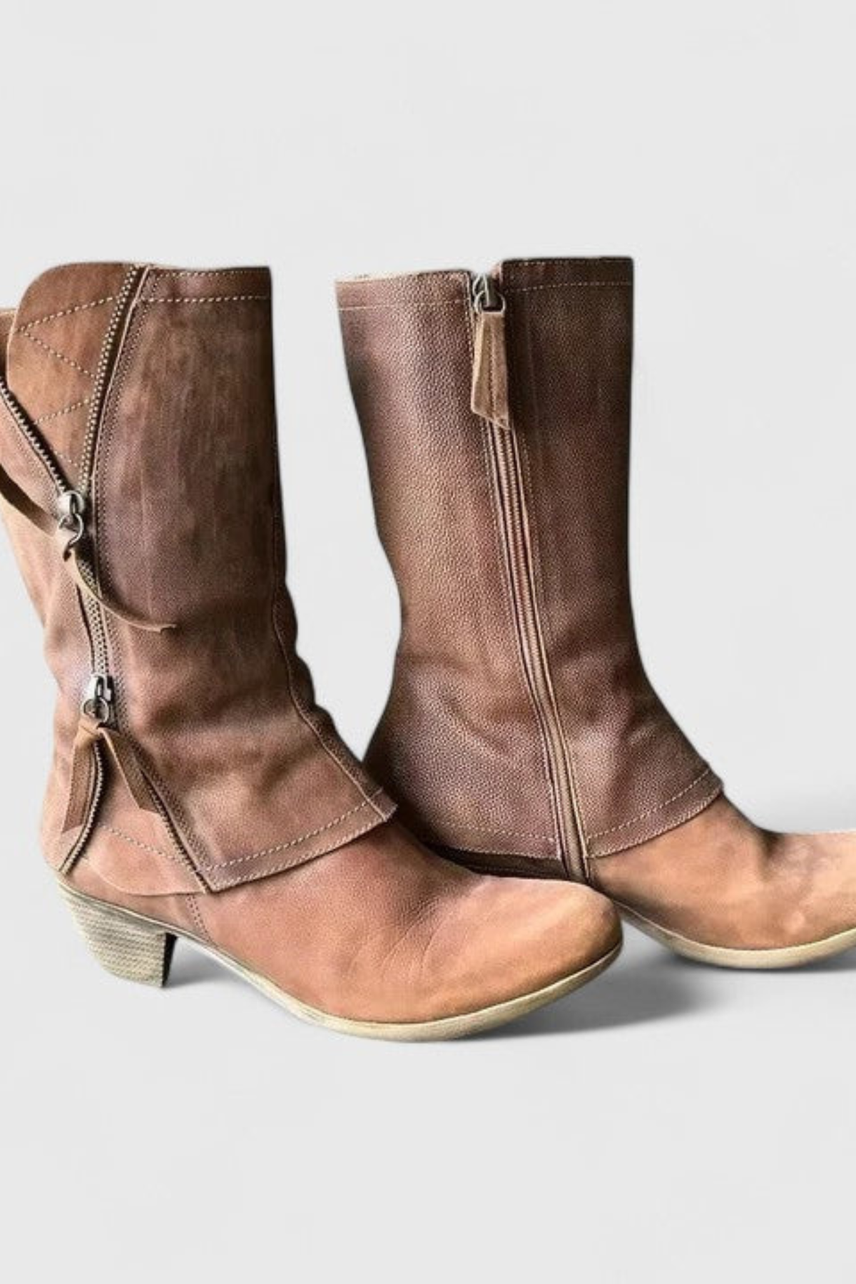 Women's Vintage Western Boots with Distressed Mid Calf Design