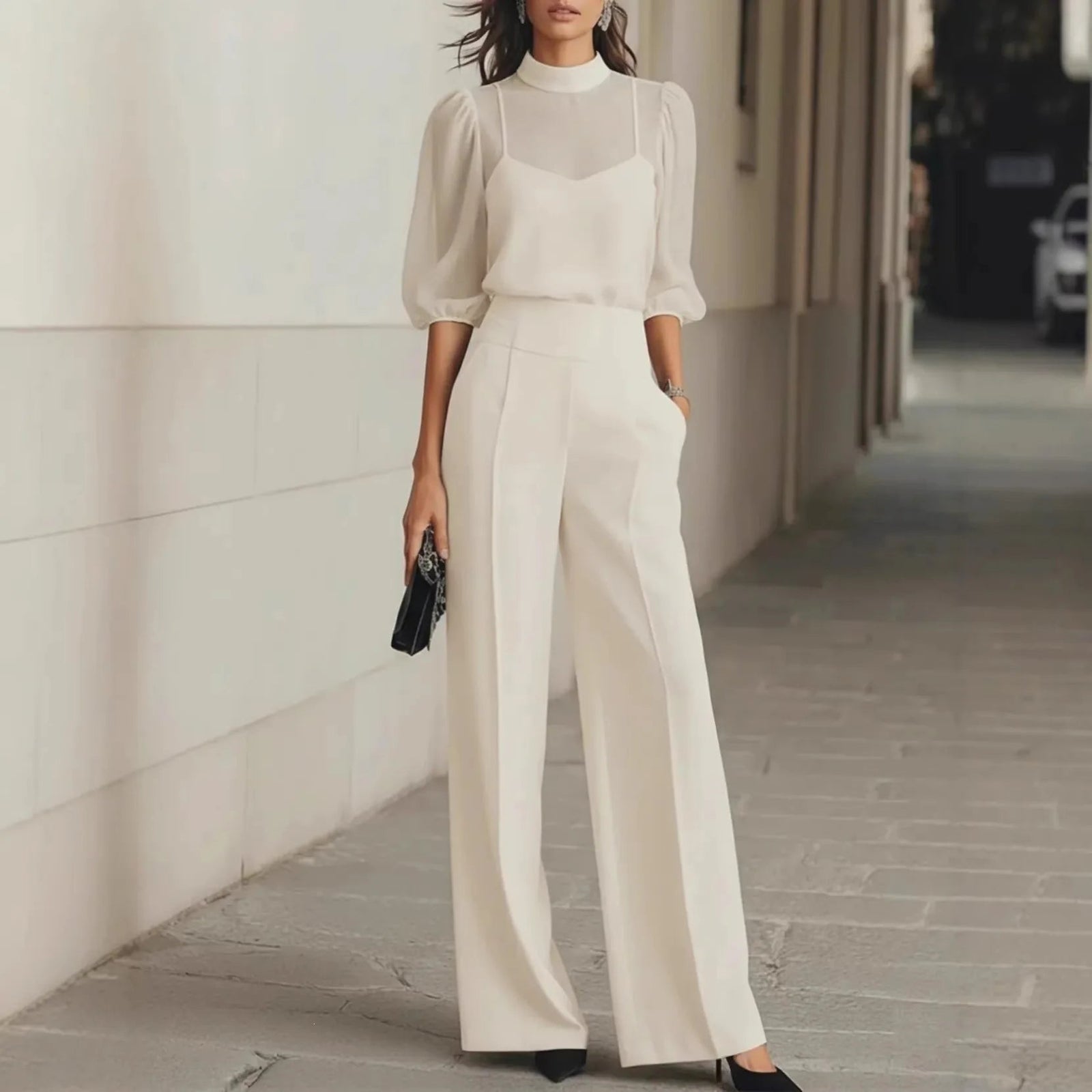 Women's Elegant Patchwork Wide Leg Jumpsuit