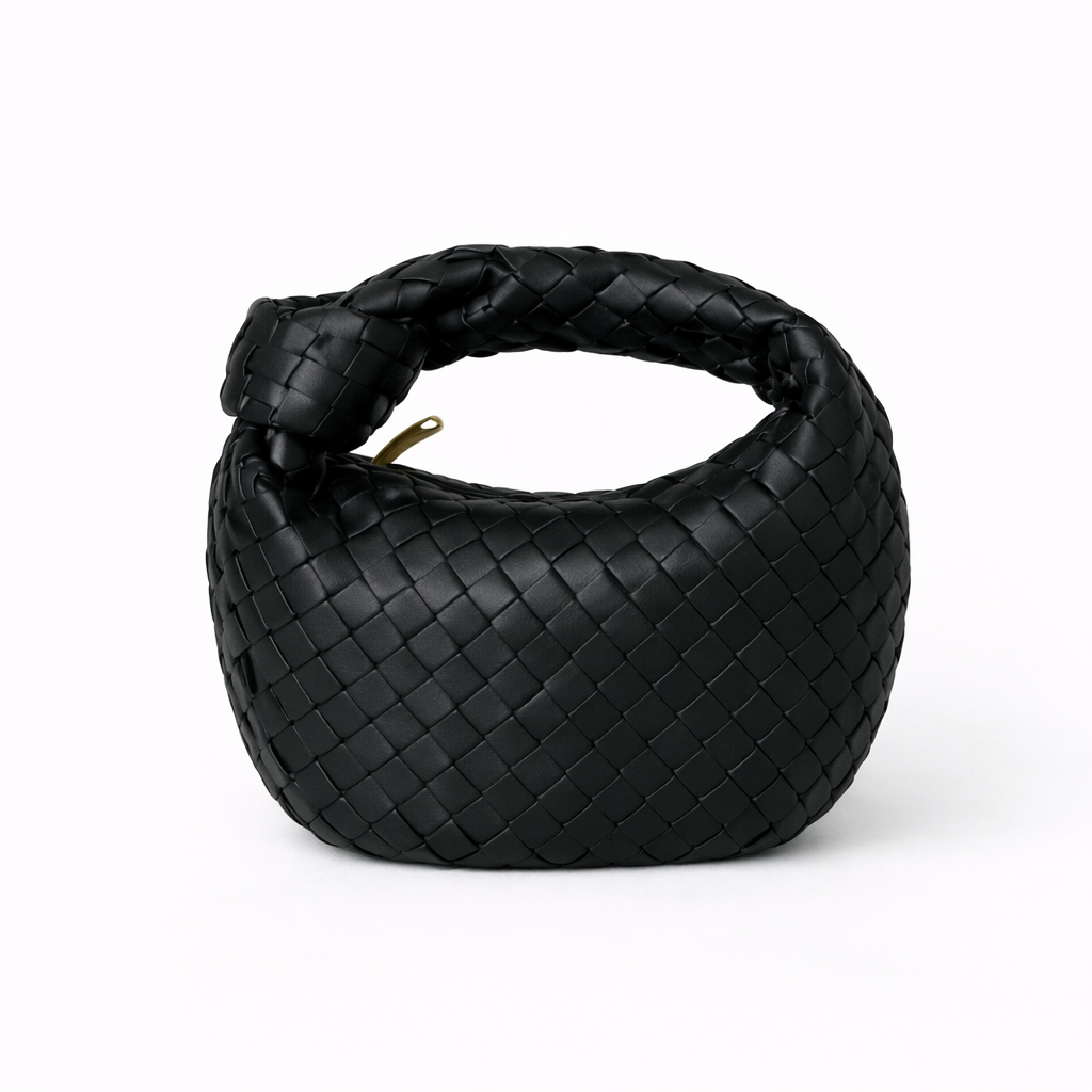 Knot Handle Bag – Woven Vegan Leather Shoulder Bag