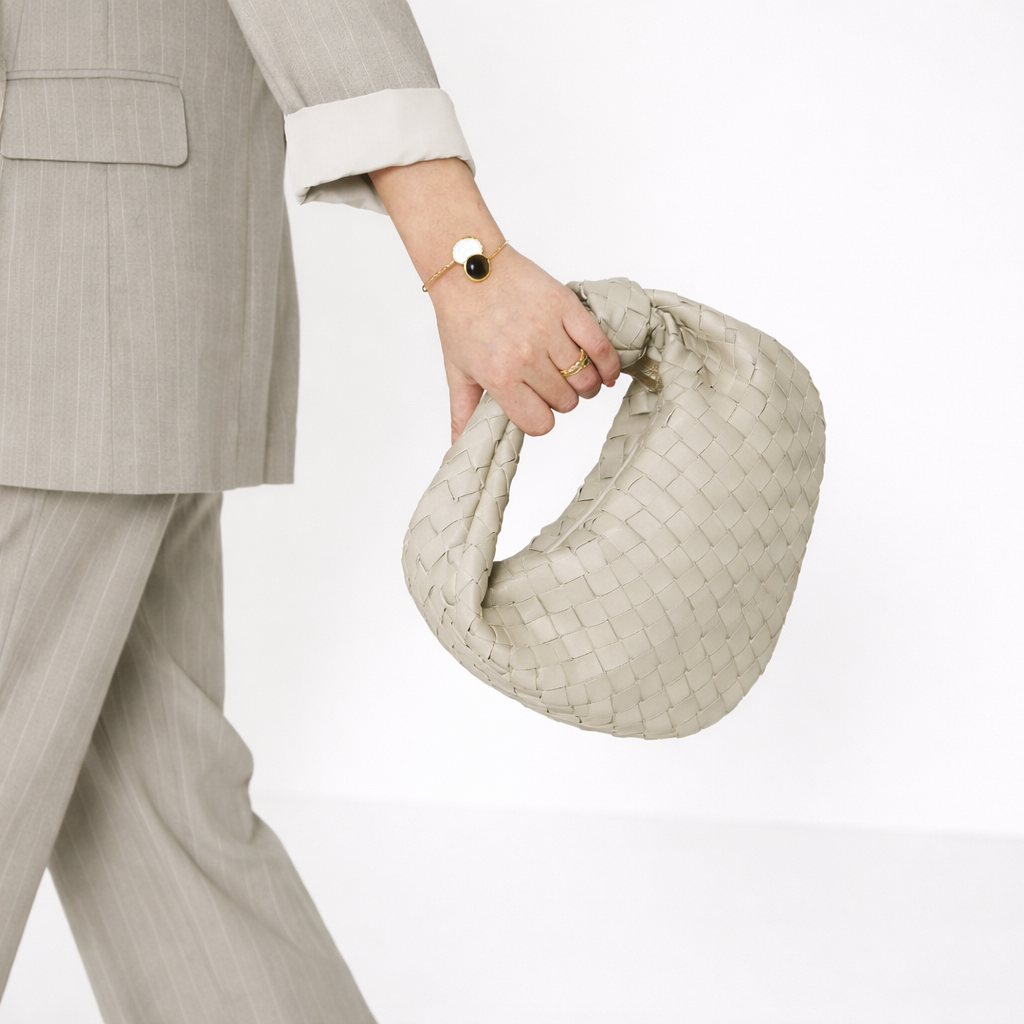 Knot Handle Bag – Woven Vegan Leather Shoulder Bag