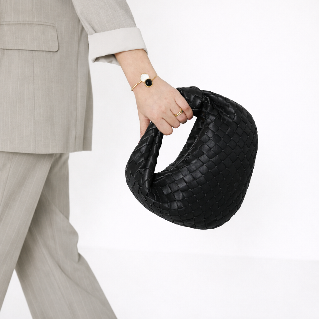 Knot Handle Bag – Woven Vegan Leather Shoulder Bag