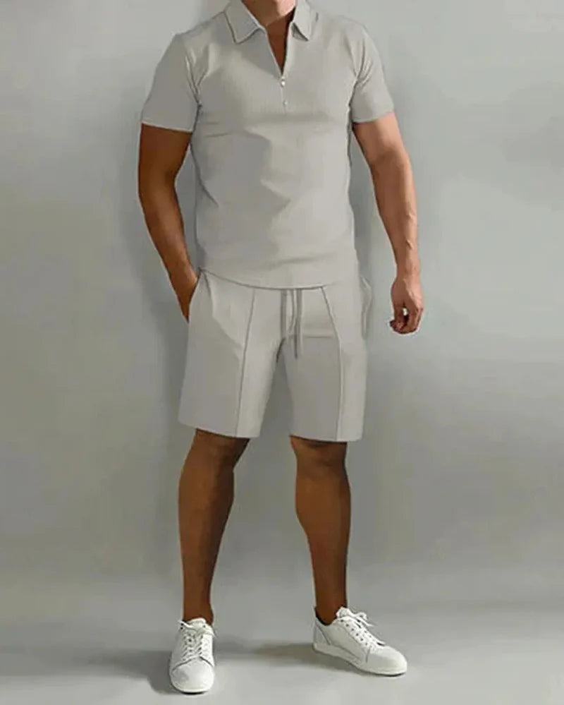 The Barbaresco Men's Zip Polo Shirt and Tailored Shorts Set