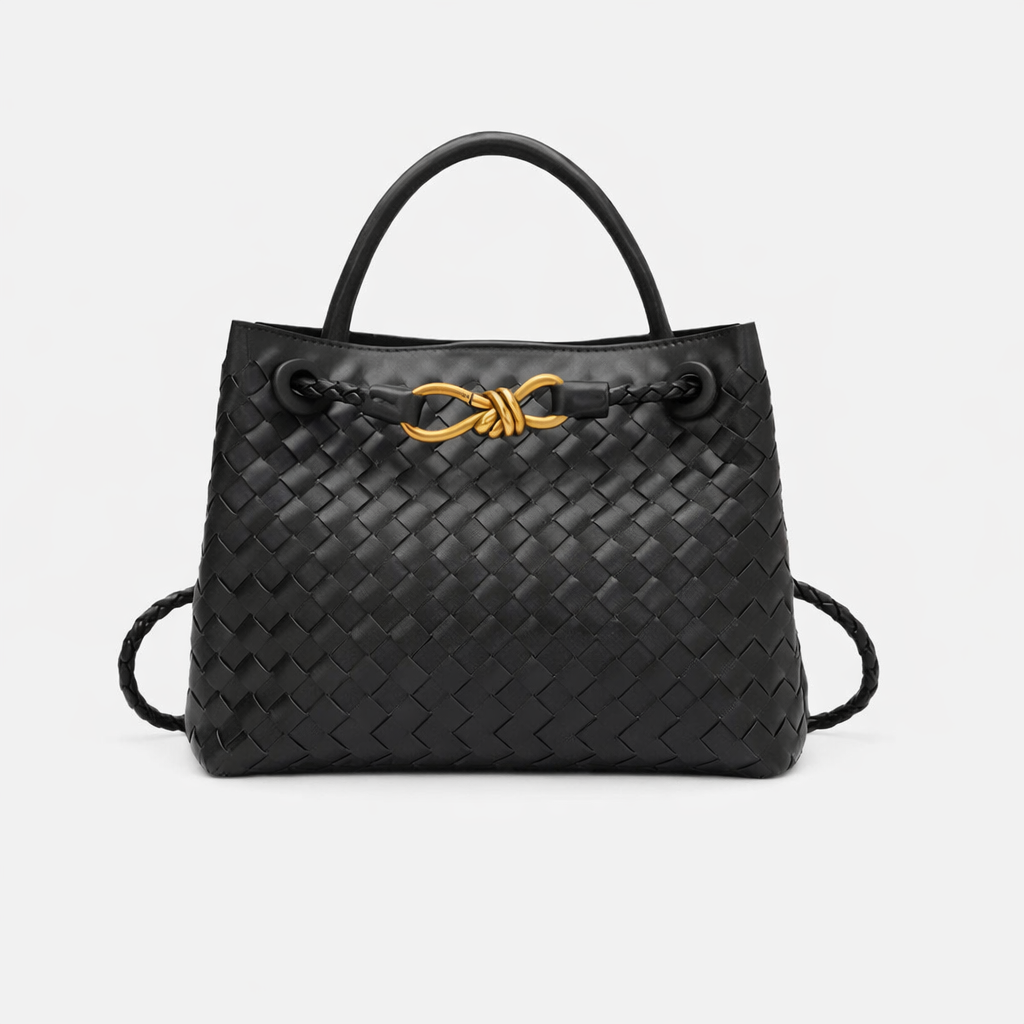 Woven Tote Bag – Soft Vegan Leather Shoulder Bag