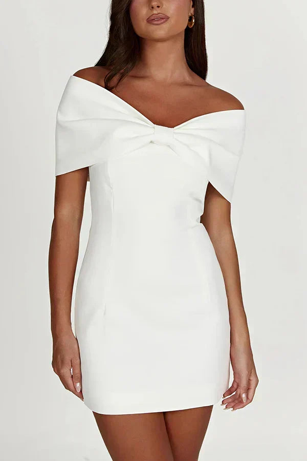 Women's Mini Dress with Shoulder Bow