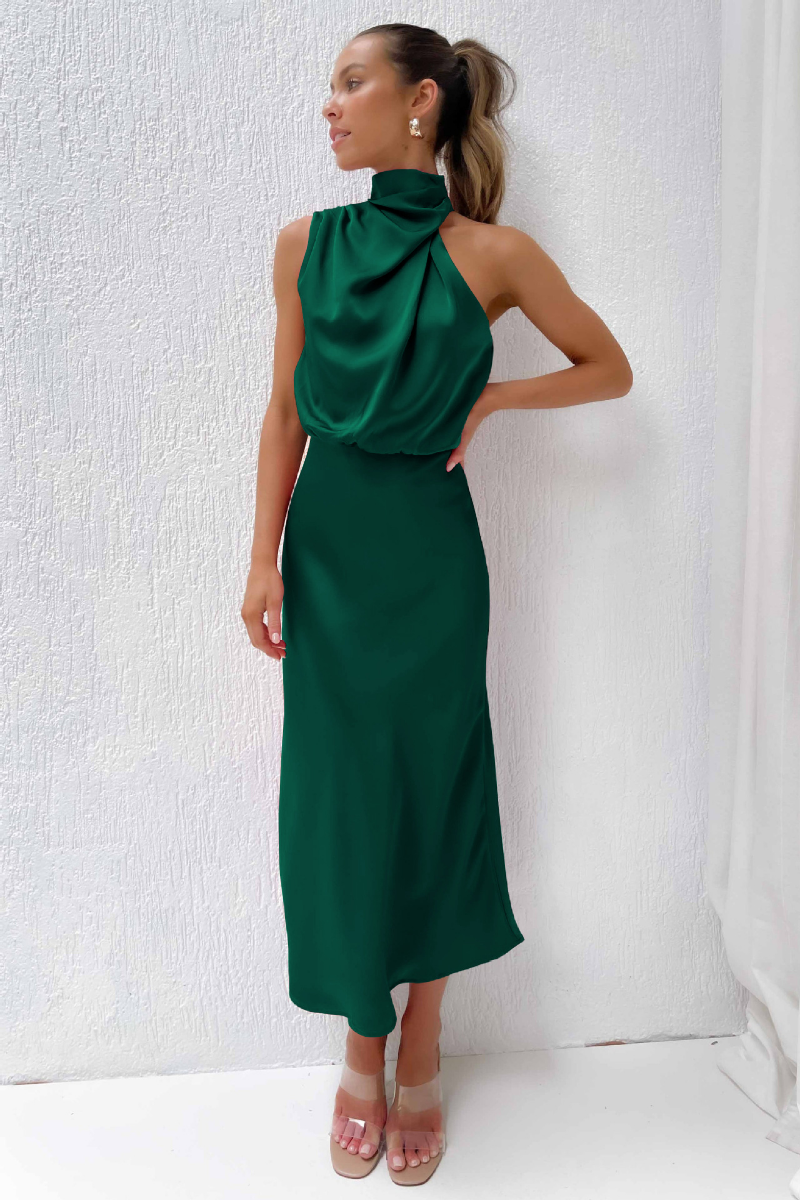 Women's Angled Neckline Gown in Six Shades