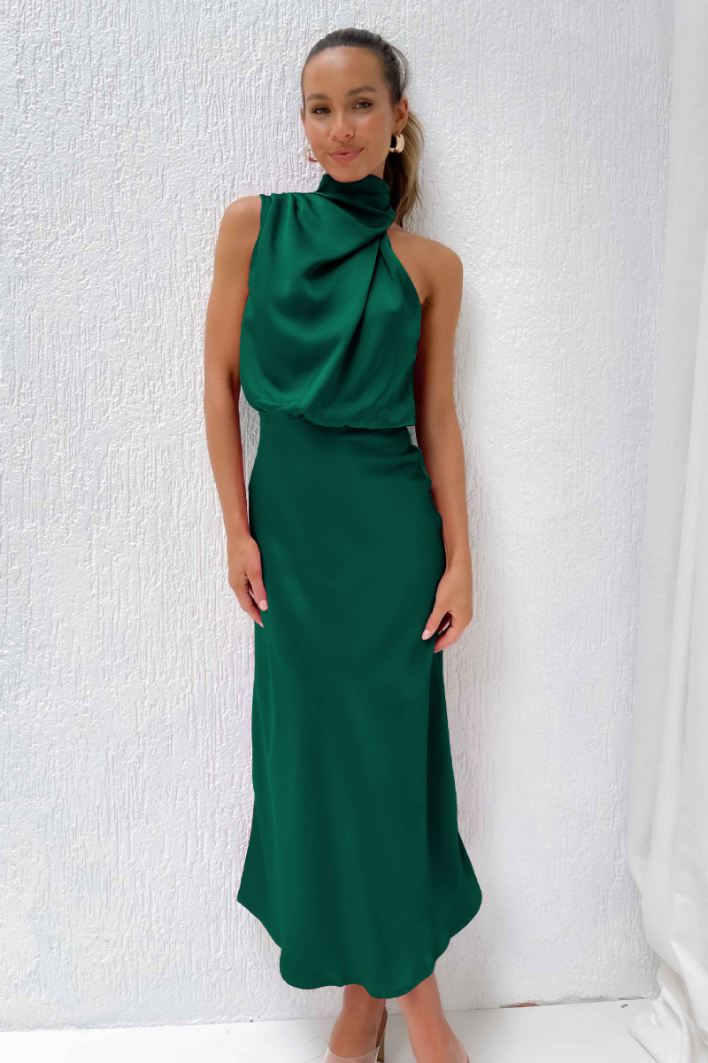 Women's Angled Neckline Gown in Six Shades