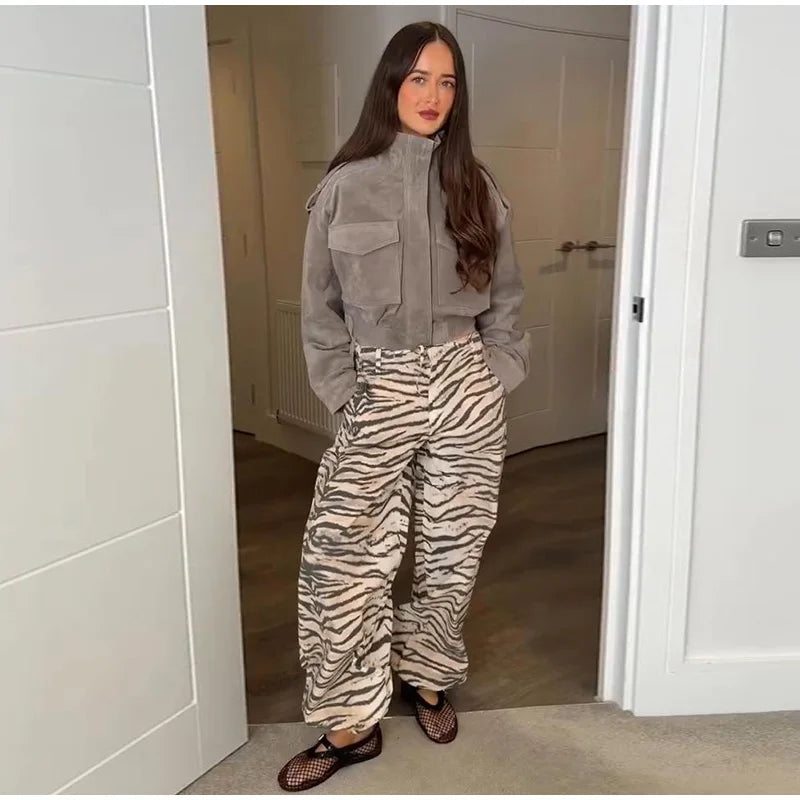 Women's Cropped Bomber Jacket – Grey Suede Jacket