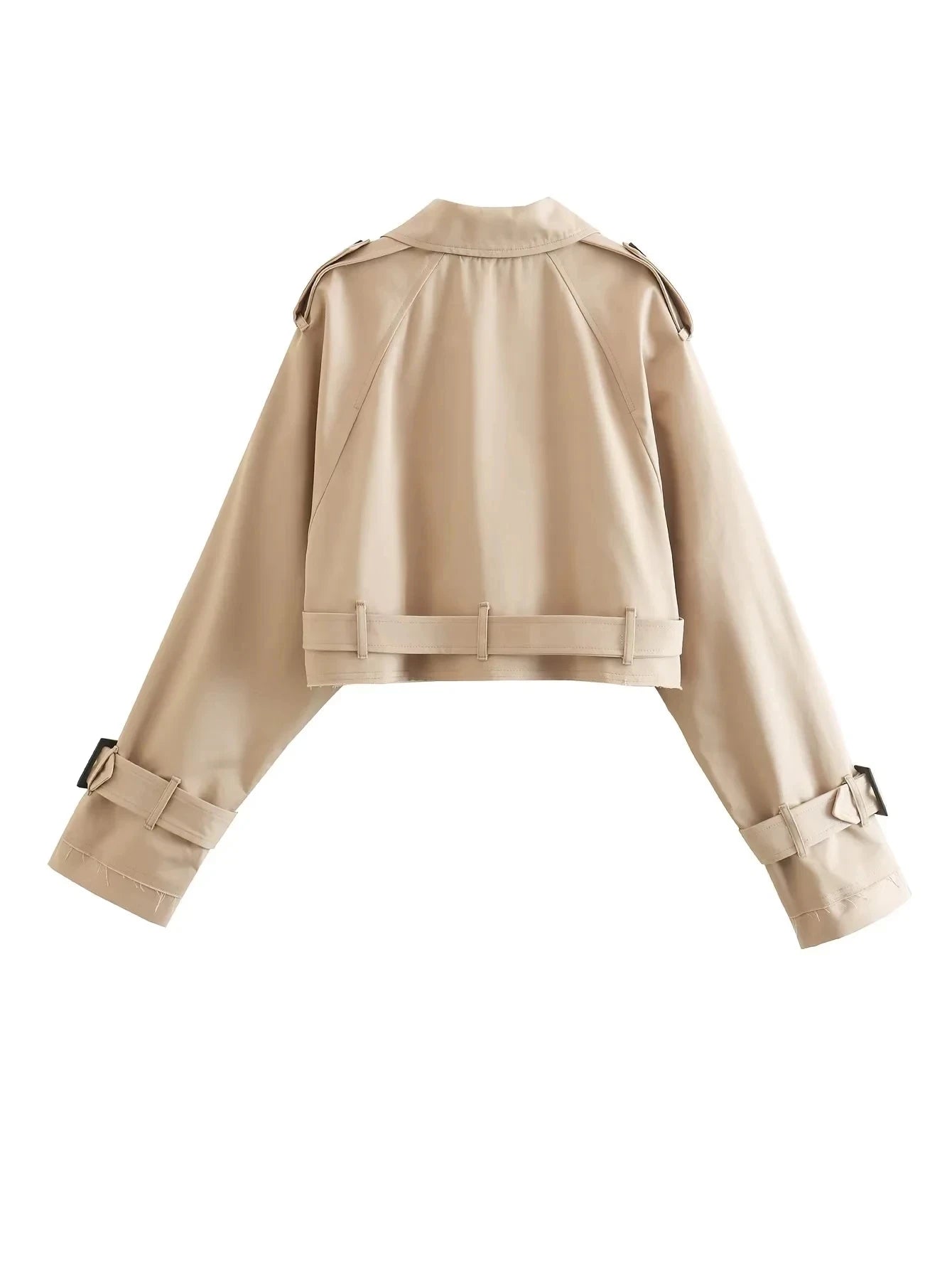 Women's Cropped Trench Coat – Belted Waist Jacket