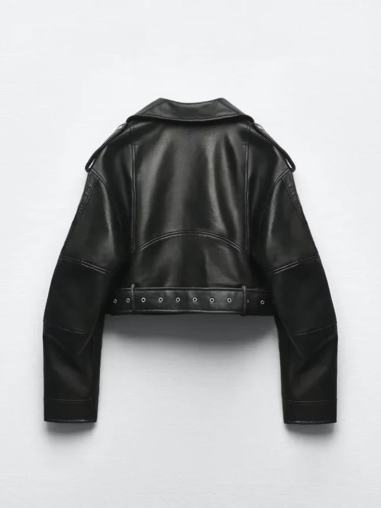 Women's Cropped Jacket – Black Vintage Biker Style