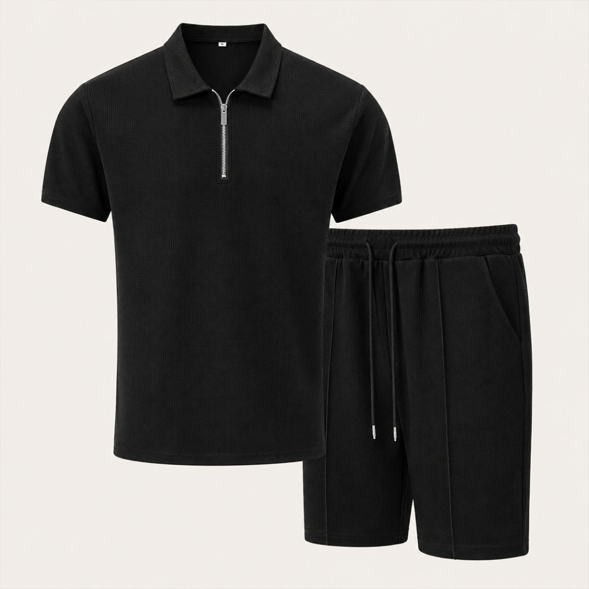 The Cheltenham Men’s Waffle Knit Zip-Up Shirt & Shorts Set