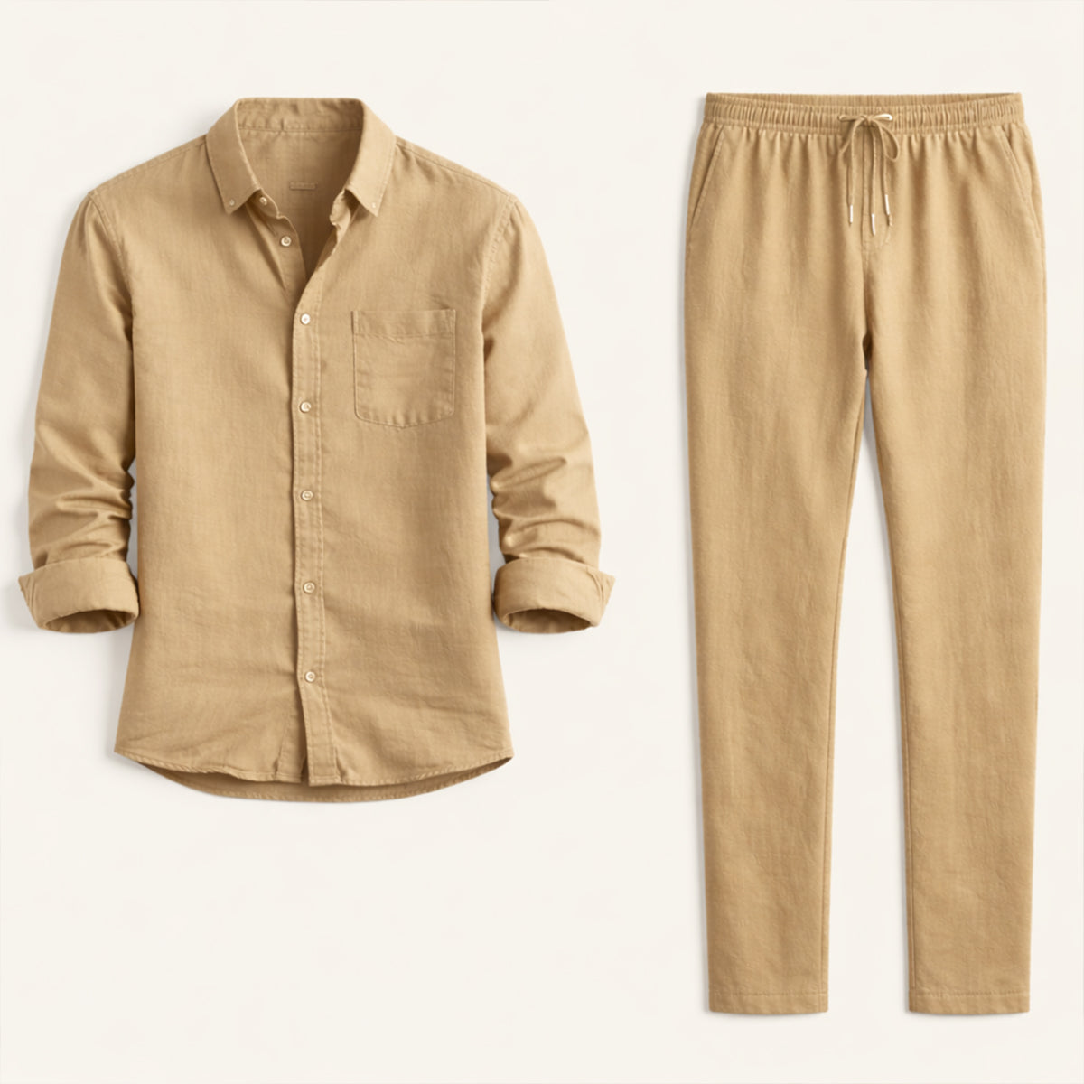 The Monferrato Men’s Linen Shirt and Trousers Set – Casual Two Piece Outfit