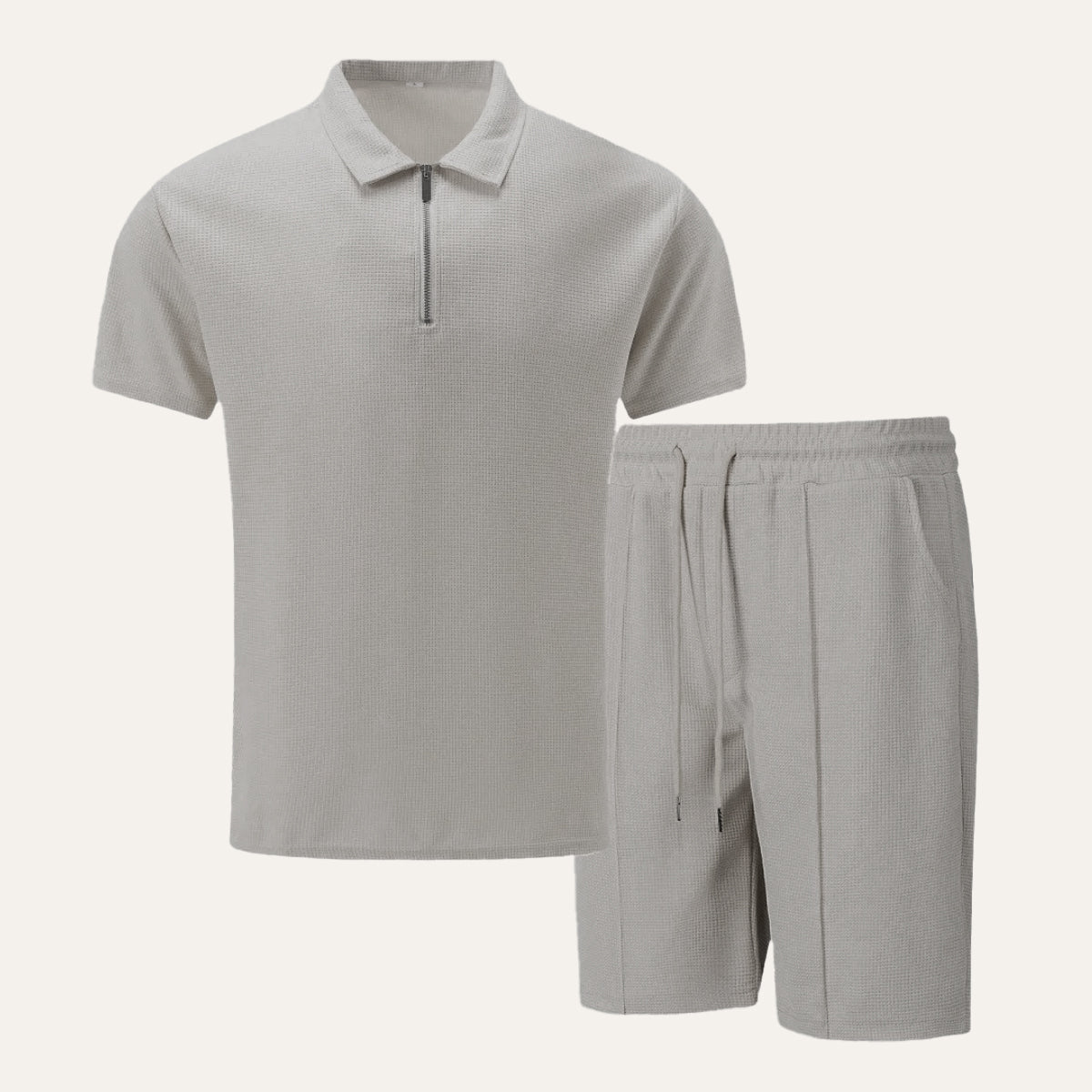 The Cheltenham Men’s Waffle Knit Zip-Up Shirt & Shorts Set
