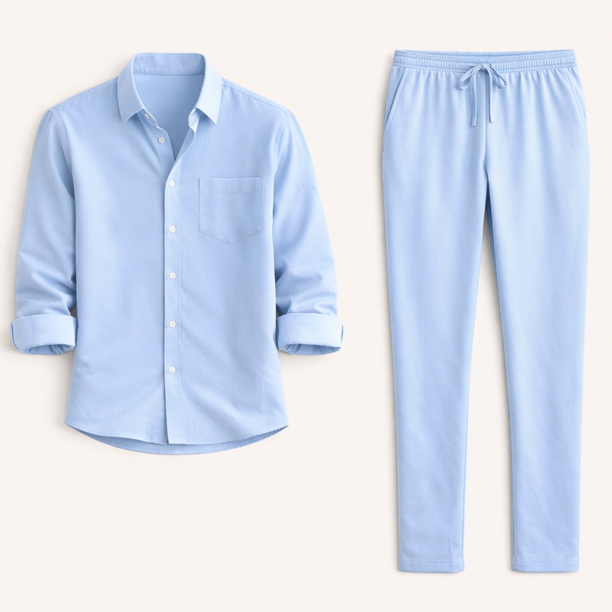 The Monferrato Men’s Linen Shirt and Trousers Set – Casual Two Piece Outfit
