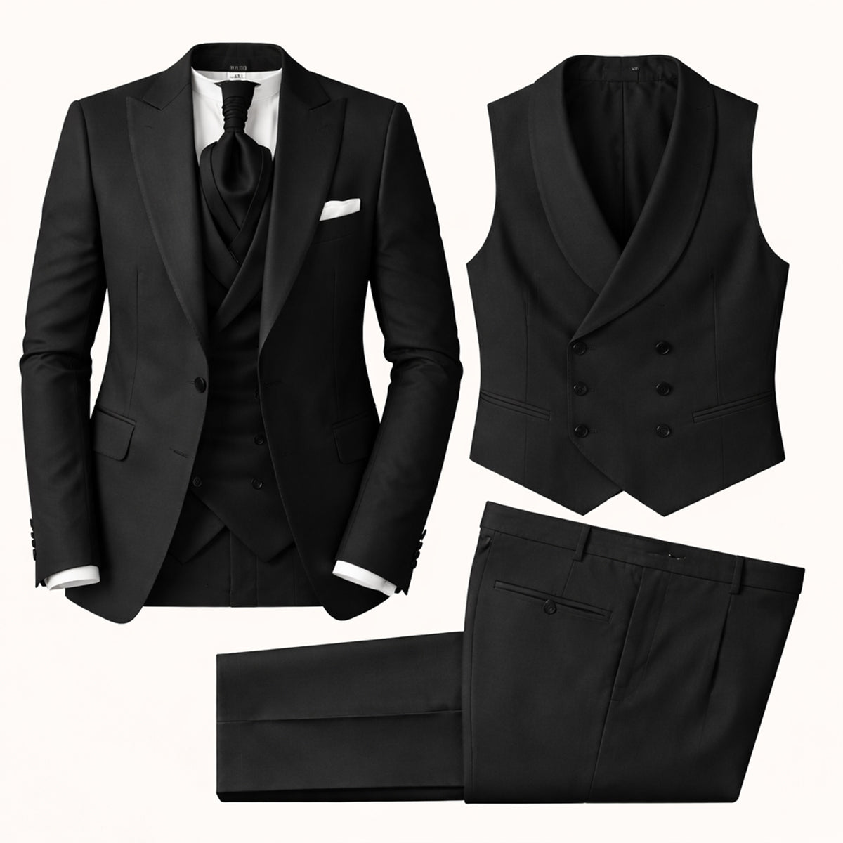 The Arenzano Men’s 3 Piece Suit – Slim Fit Elegant Wedding & Dinner Suit Set