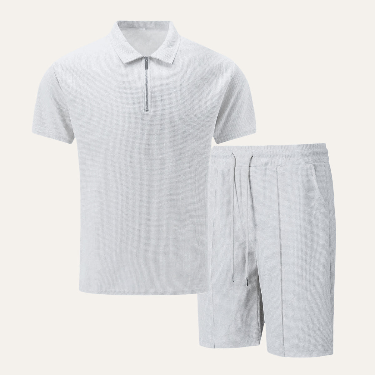 The Cheltenham Men’s Waffle Knit Zip-Up Shirt & Shorts Set
