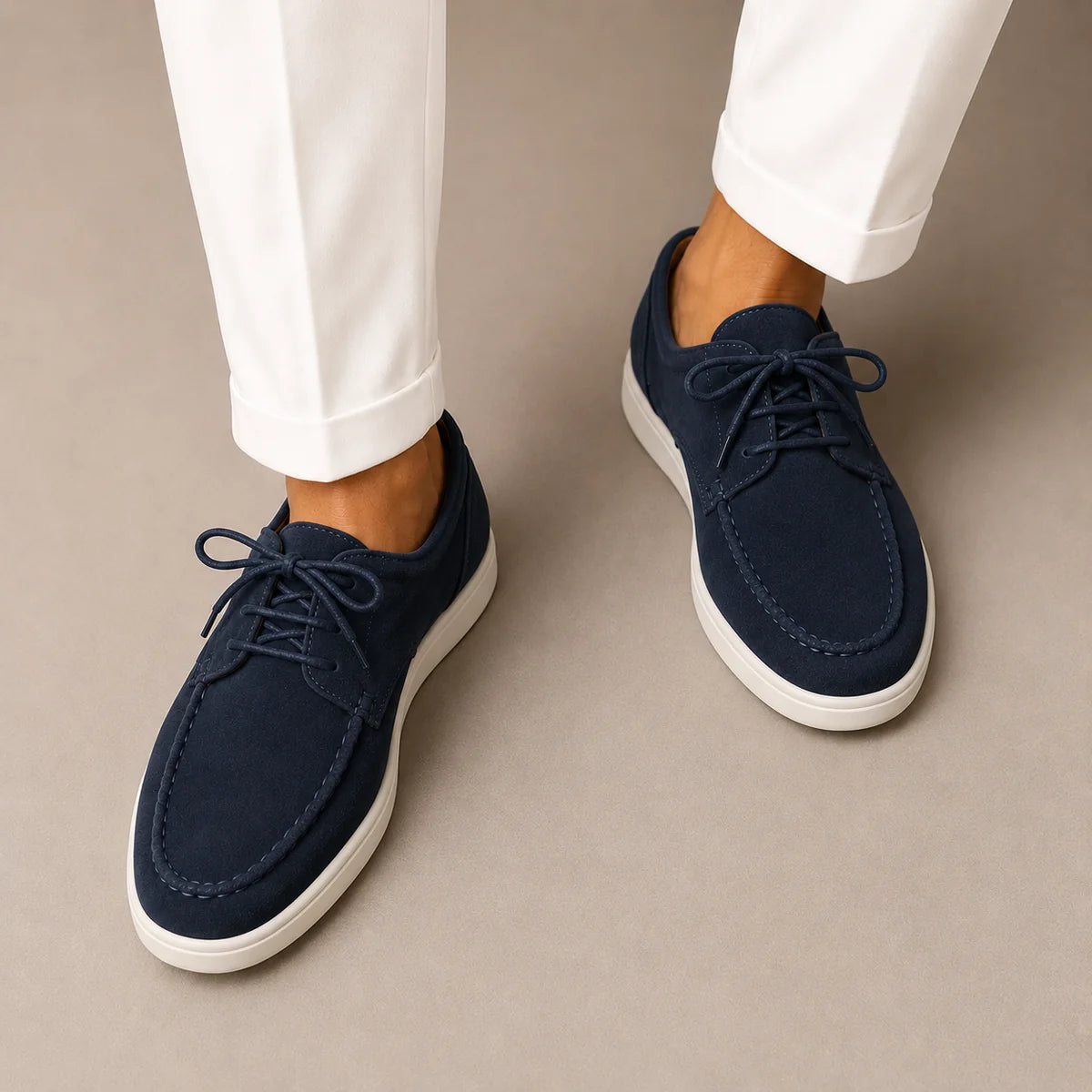 The Malibu Coast Men’s Suede Lace Up Casual Loafers - Navy Blue