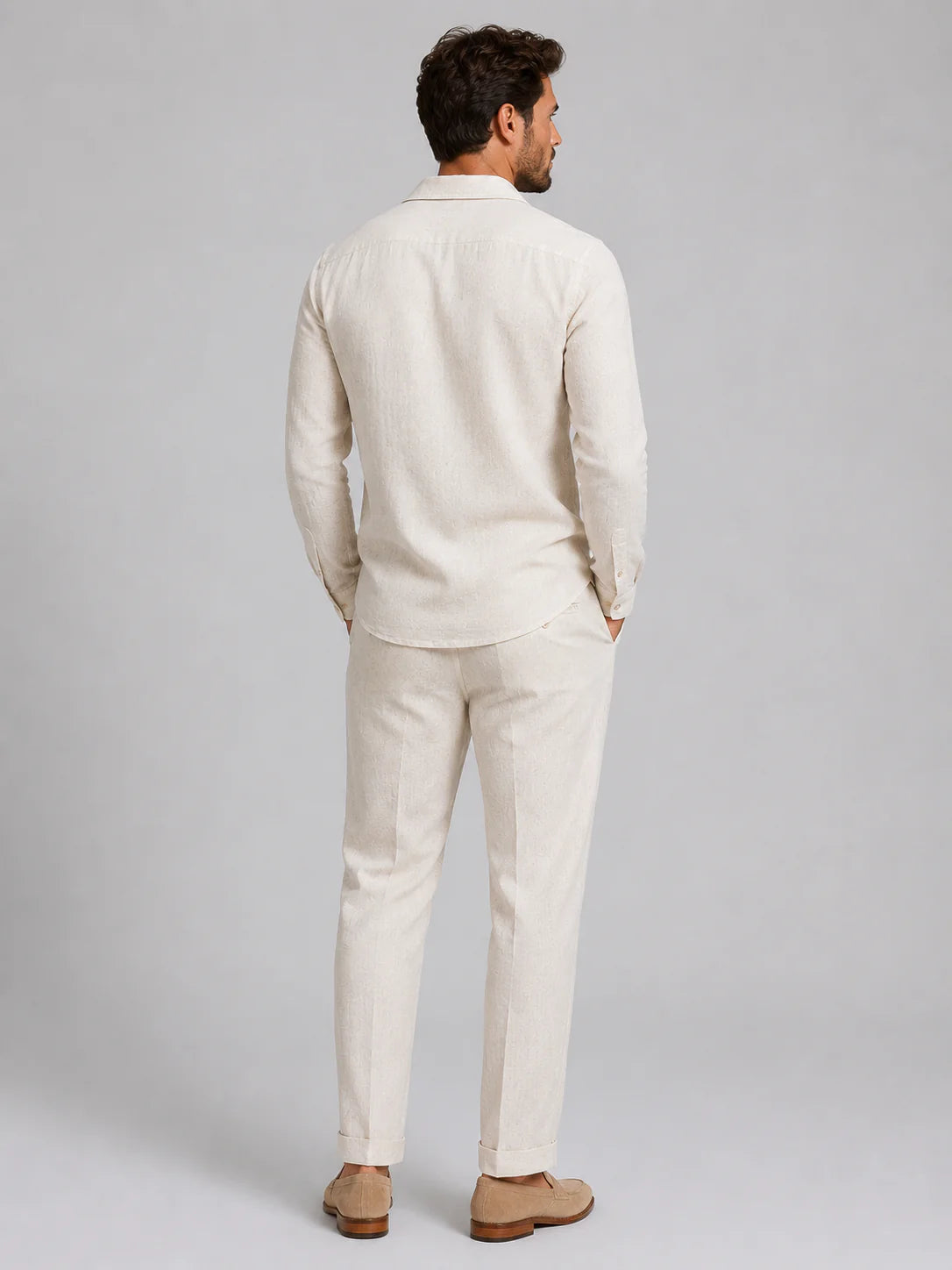 The Asti Men's Breathable Fit Linen Shirt and Trouser Set