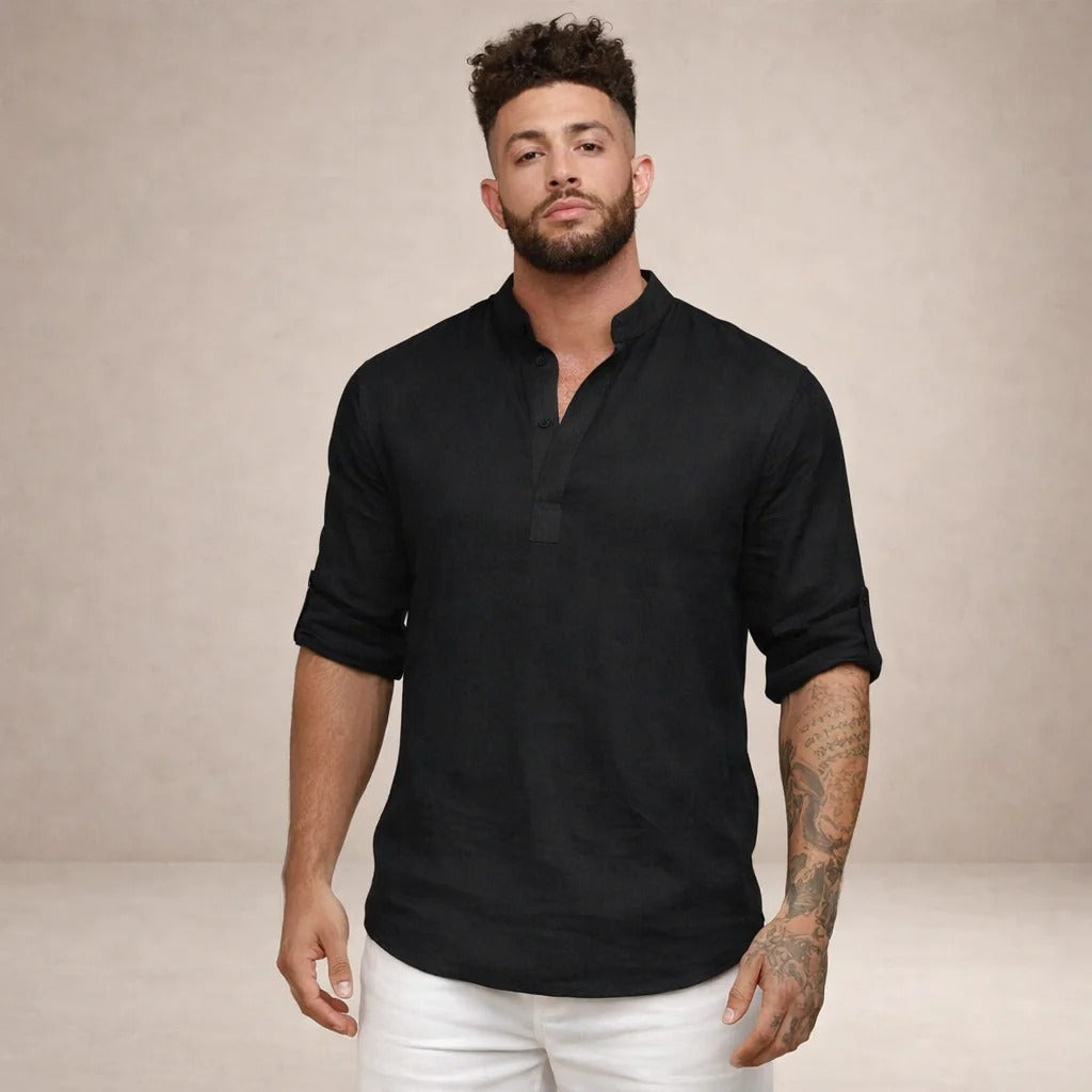 The Greenpoint Men's Lightweight Linen Henley Shirt