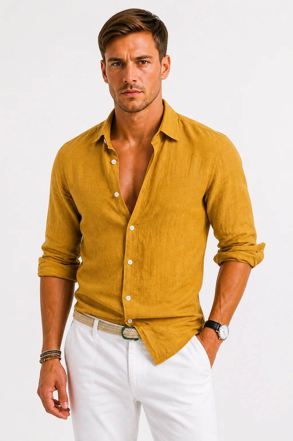 The Viareggio Men's Soft Linen Button Down Shirt