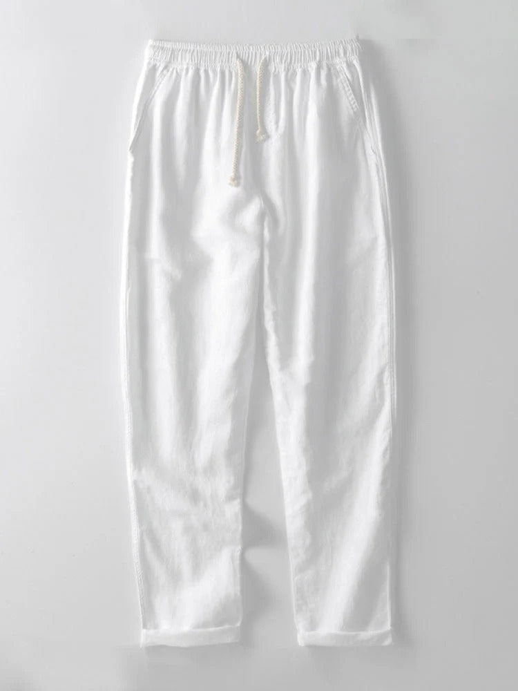 The Alghero Men's Trendy Collar Linen Shirt & Drawstring Trousers Set