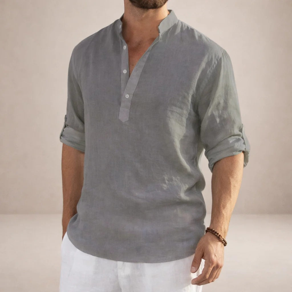 The Greenpoint Men's Lightweight Linen Henley Shirt