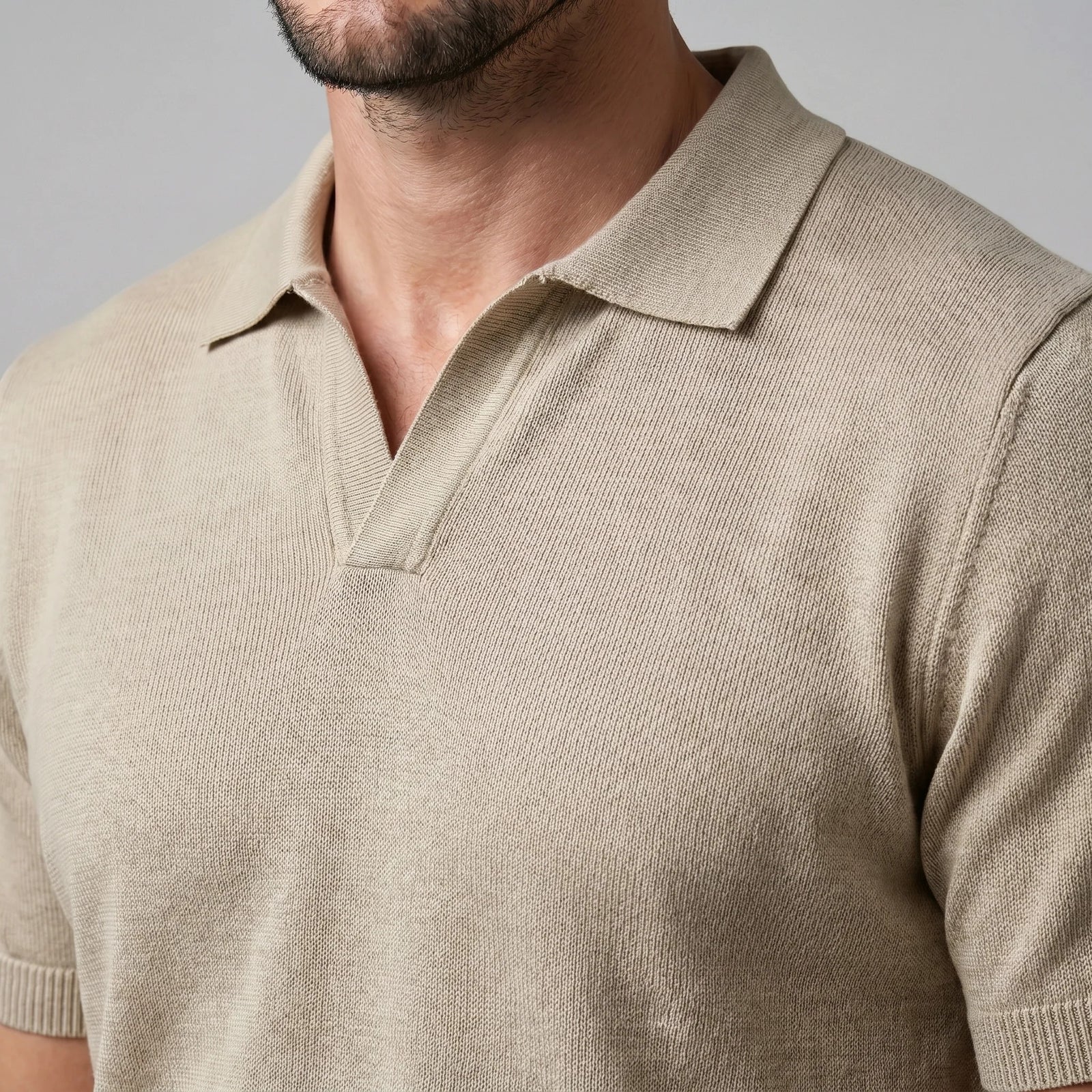 The Venetian Men's Smart Casual Knit Open Collar Polo Shirt