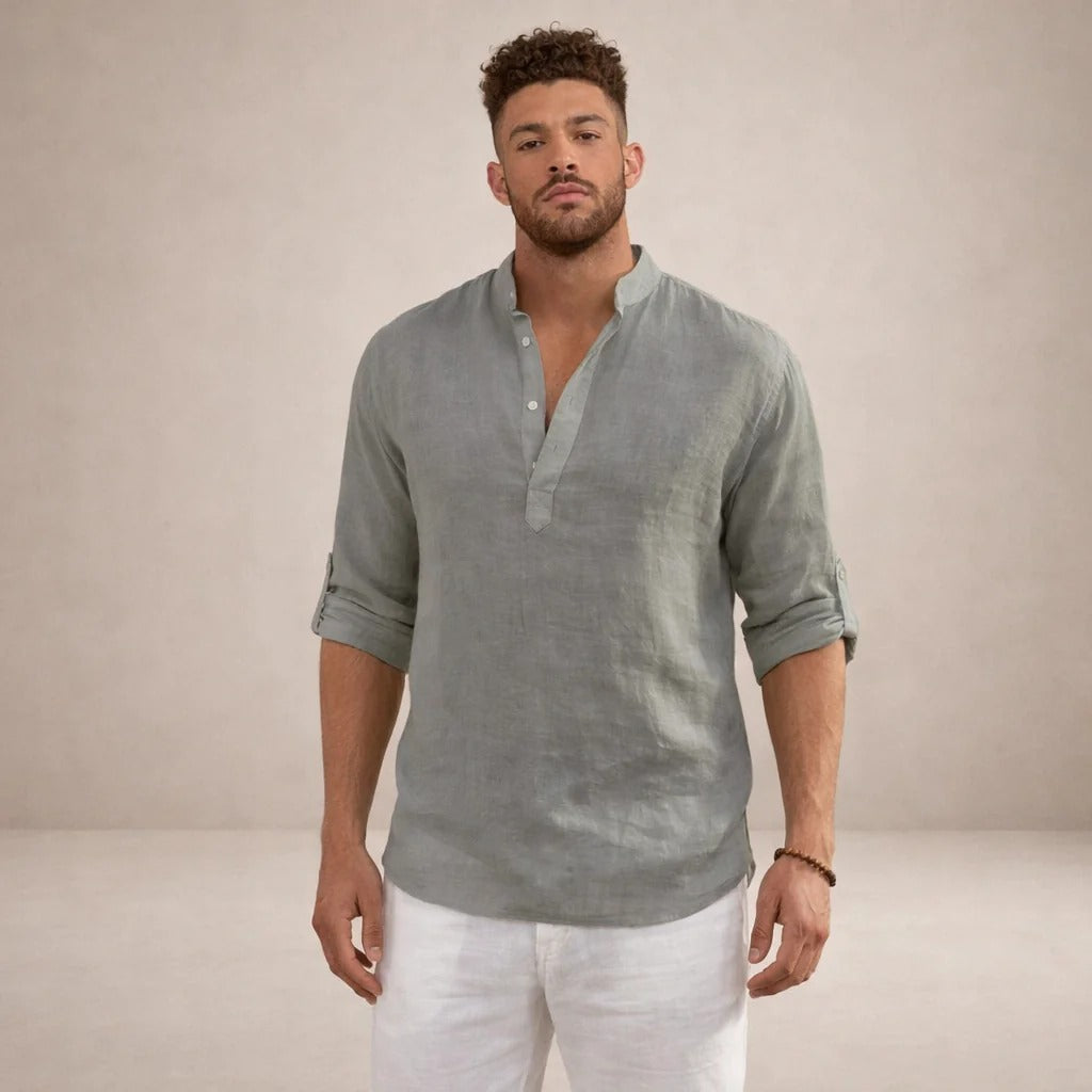 The Greenpoint Men's Lightweight Linen Henley Shirt