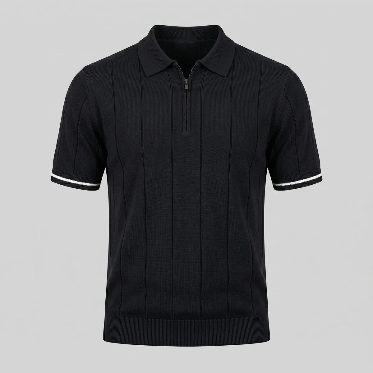 The Venezia Men's Smart Zip Neck Knit Polo Shirt