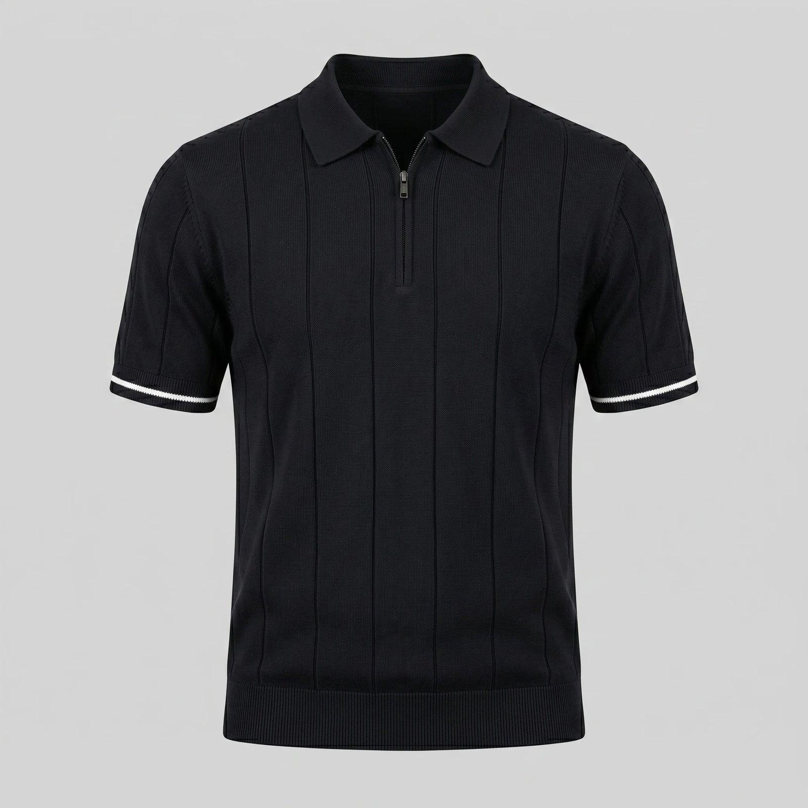 The Venezia Men's Smart Zip Neck Knit Polo Shirt