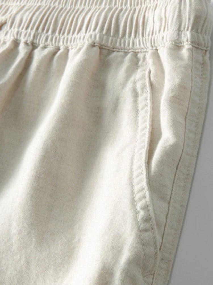 The Alghero Men's Trendy Collar Linen Shirt & Drawstring Trousers Set