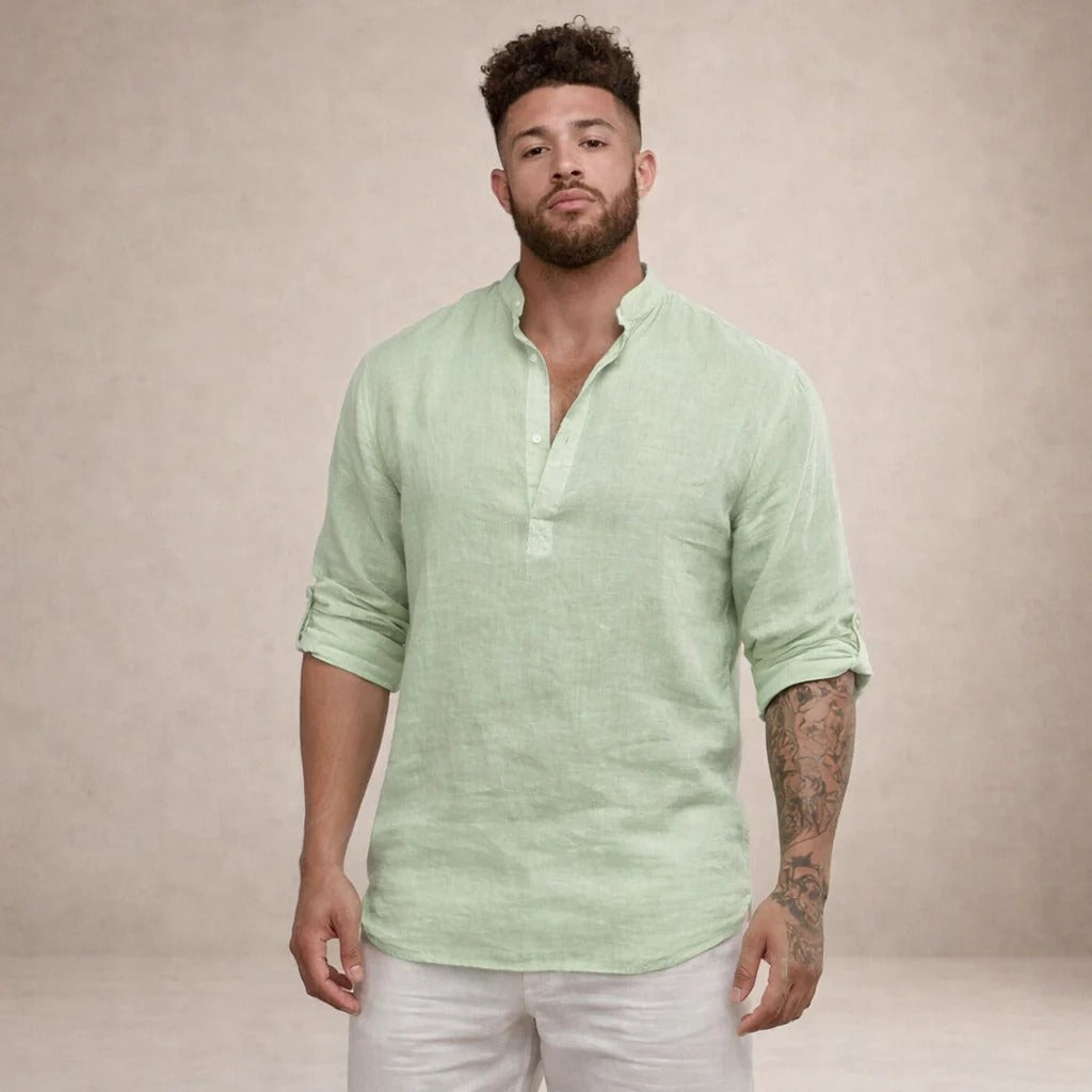The Greenpoint Men's Lightweight Linen Henley Shirt