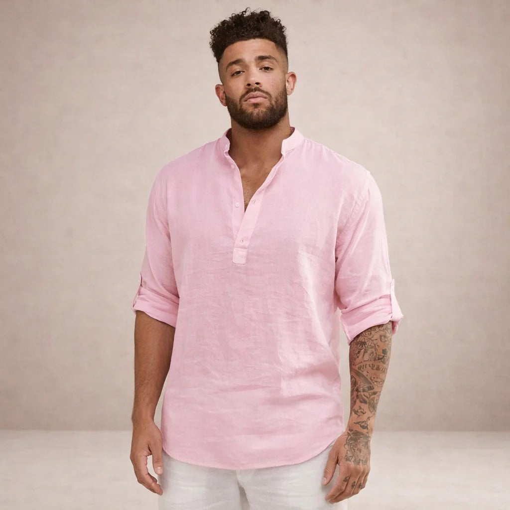 The Greenpoint Men's Lightweight Linen Henley Shirt