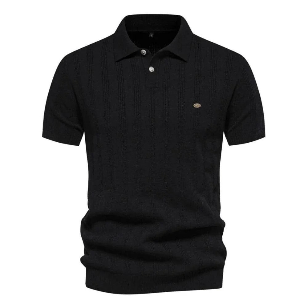 The Berkeley Men's Vertical Stripe Knit Polo Shirt