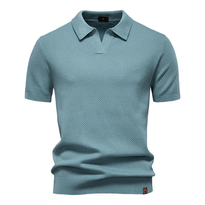 The Desenzano Men's Smart Knit Open Collar Polo Shirt