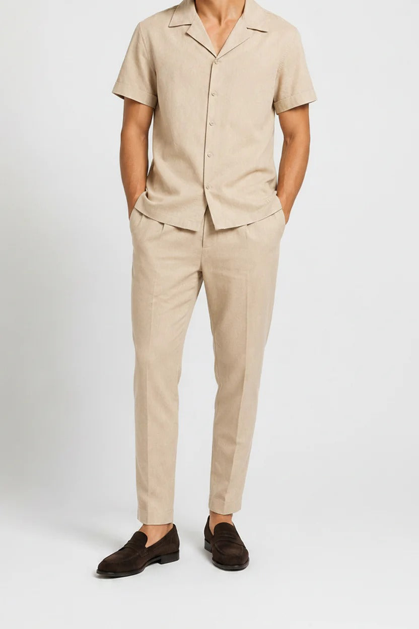 The Merano Men's Smart Casual Linen Shirt & Trousers Set